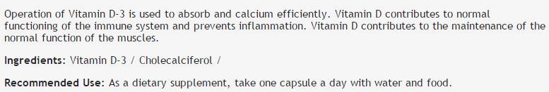 Vitamine D-3 1000 UI - 60 capsules