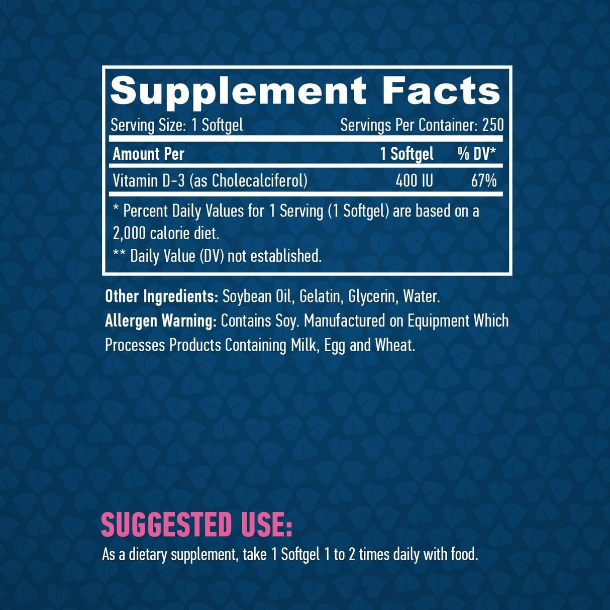 Vitamine D-3/400 UI/250 softgels