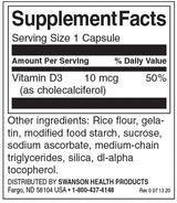 Vitamine D-3 400 UI - 250 capsules