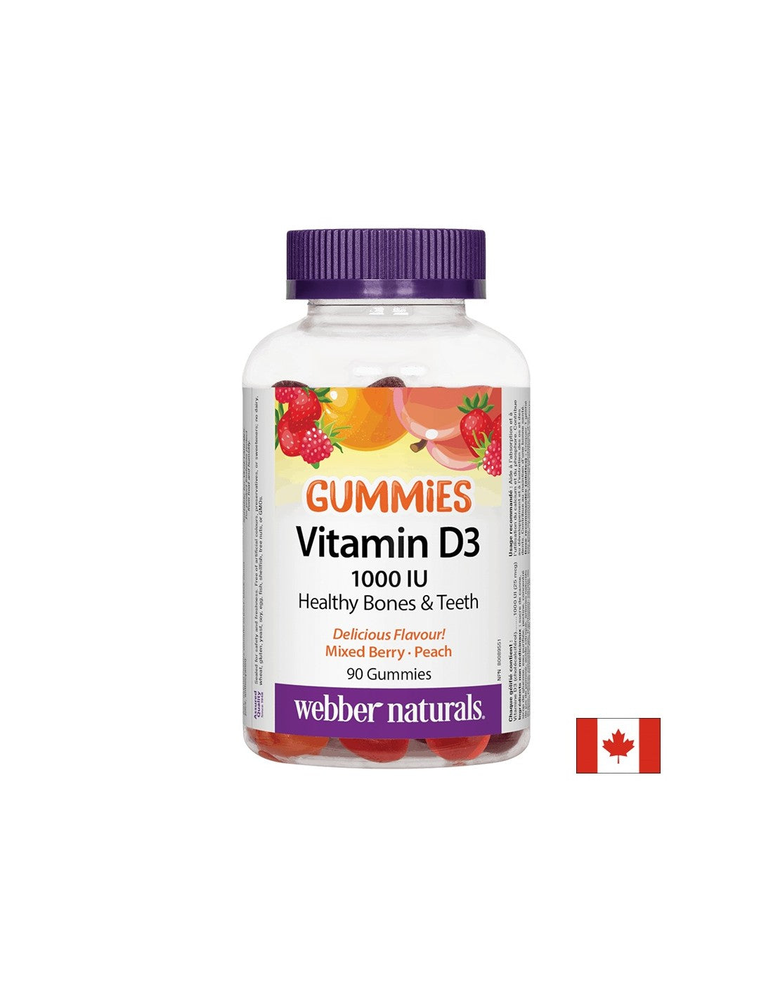 Gummies de vitamine D3/vitamine D3, 1000 UI, 90 comprimés de gelée