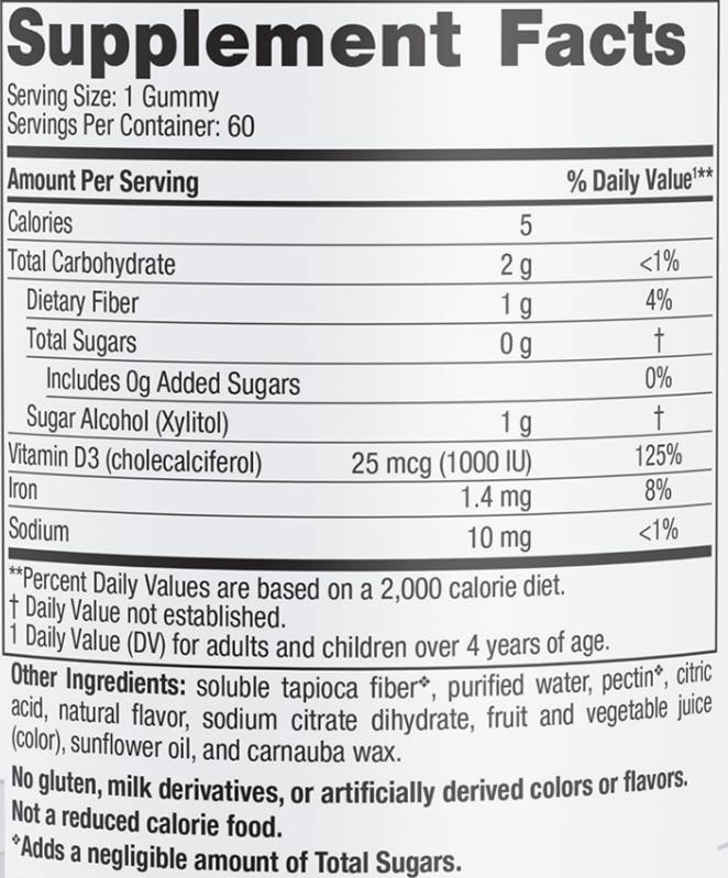 Vitamine D3 Zero Sugar 1000 UI - 60 gummies