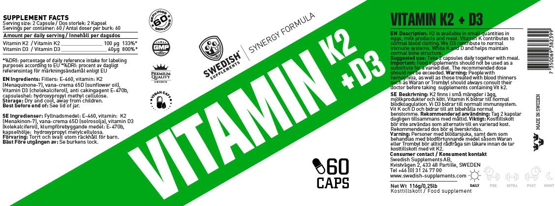 Vitamine K2 + D3 60 capsules