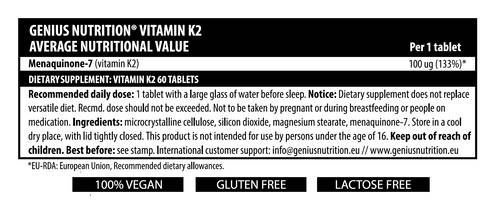 Vitamine K2 100 mcg - 60 comprimés