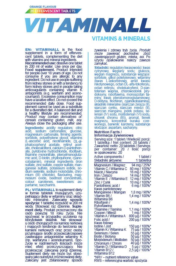 Vitaminall | Multivitamine effervescente - 20 comprimés solubles