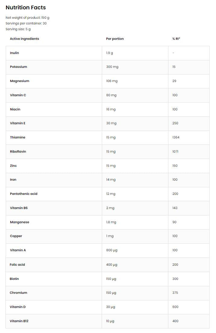 Poudre Vitandmin | Multivitamin et minéraux Formule 150 grammes