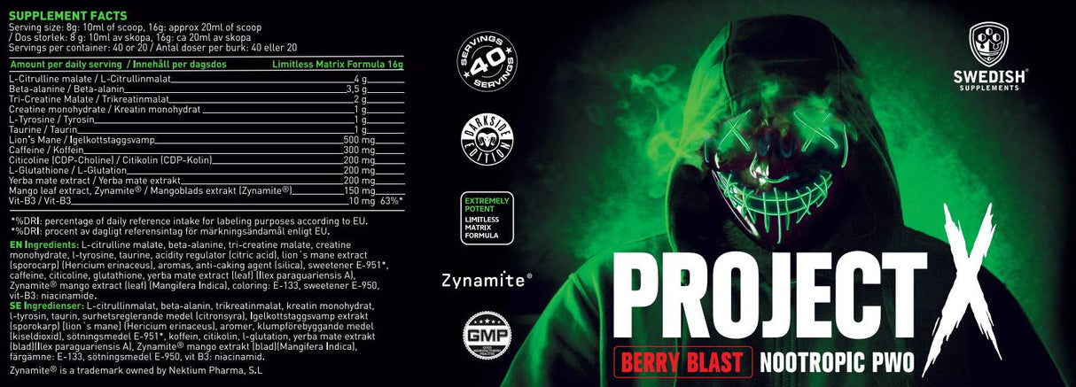 Projet x 2.0 | Advanced Nootropic Pre-Workout - 330 grammes