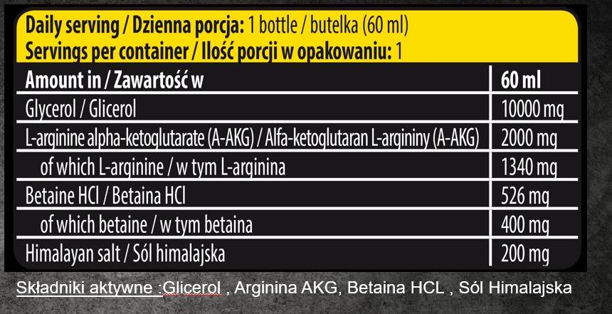 Anabolique sur la pompe de scène Shot | Glycérol sans stimulant et Aakg Mega Pump - 60 ml