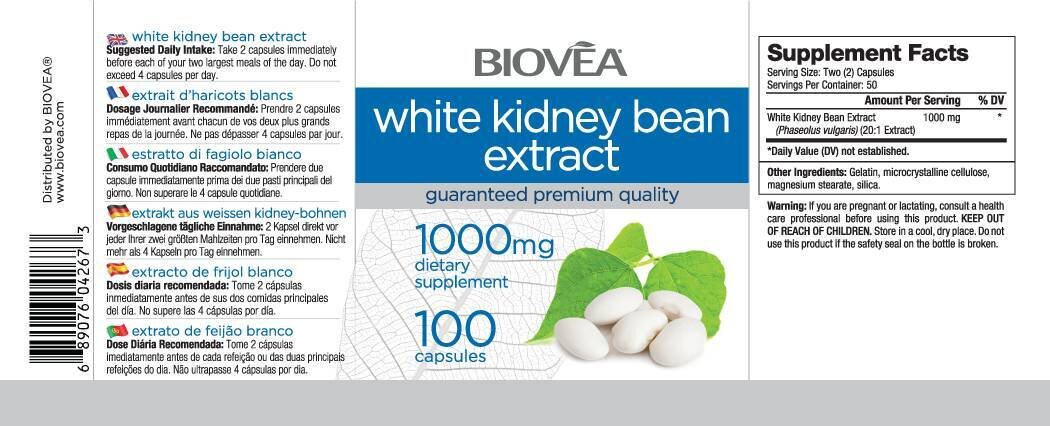 Extrait de haricots rénaux blanc 1000 mg/100 Caps