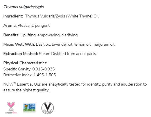 Huile de thym blanc | 100% thymus vulgaris/zygis - 30 ml