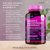 Multivitamines des femmes à biotine et à l'acide hyaluronique 180 comprimés végétaliens