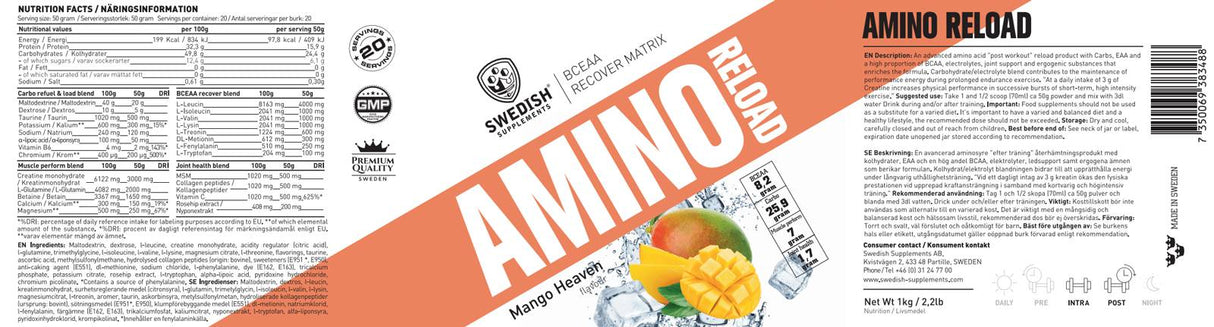 Rechargement amino | BCEAA récupérer la matrice - 1000 grammes