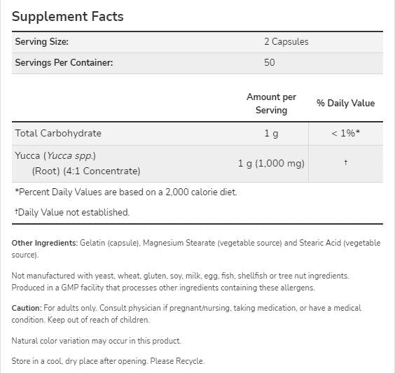 Yucca 500 mg - 100 capsules