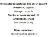 Chélate de zinc 25 mg - 90 capsules