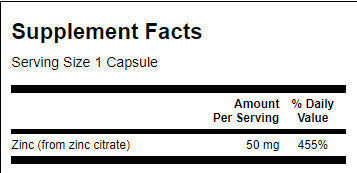 Citrate de zinc 50 mg./60 Caps - 0