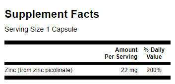 Corps picolinal de zinc Forme préférée 22 mg./60 Caps. - 0