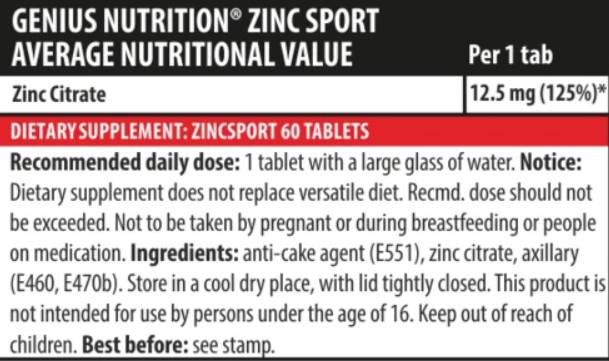 Zinc Sport - 60 tablettes