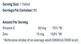 Vitalité du zinc | 15 mg de zinc bisglycinate - 90 capsules