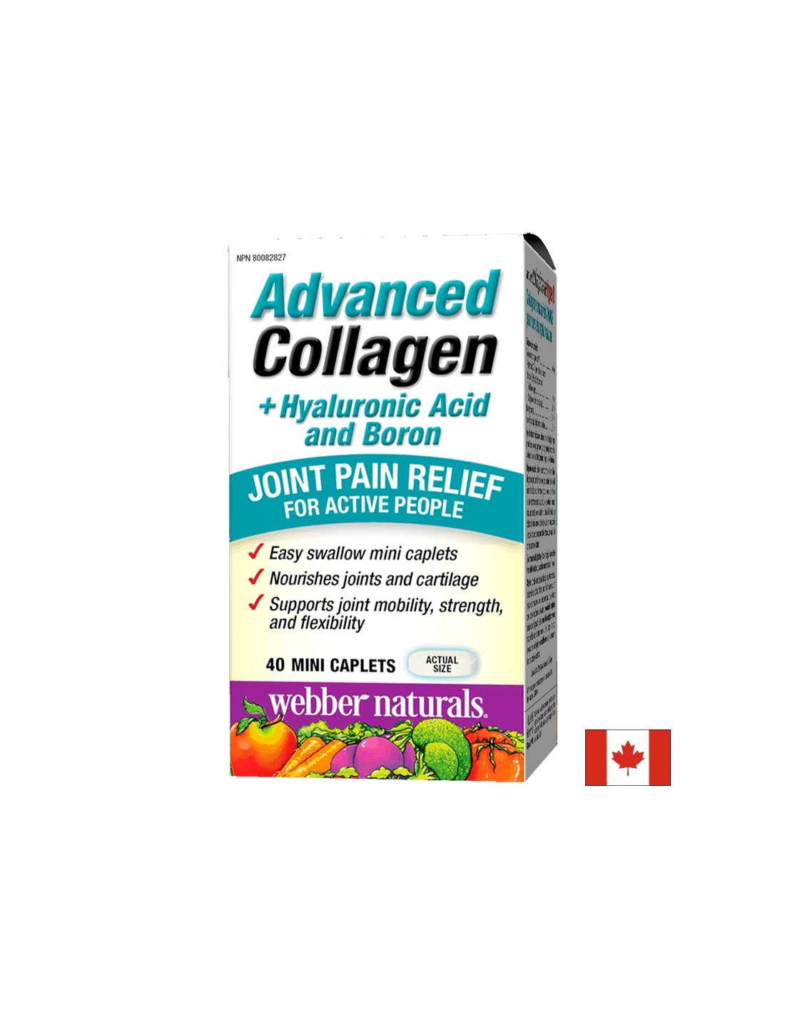 Collagène avancé + acide hyaluronique et bore/Collagène + acide hyaluronique et bore x 40 mini comprimés <tc>Webber Naturals</tc>