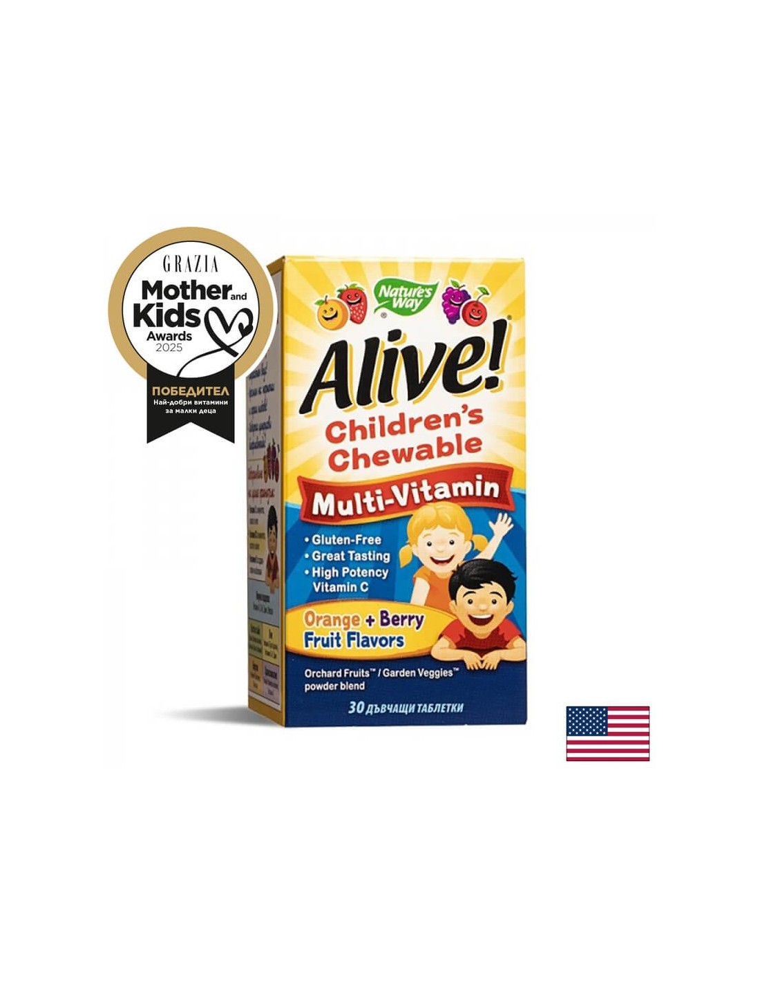 <tc>Alive</tc>Comprimés multivitaminés à croquer pour enfants - 30 comprimés à croquer