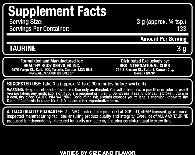 Taurine - 400 grammes