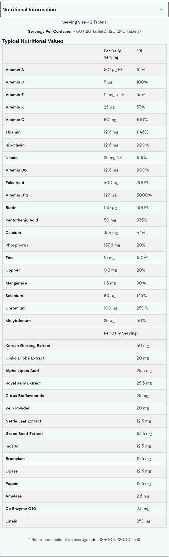 Alpha Men Super Multi Vitamine - 120 comprimés