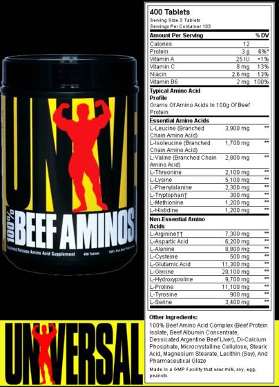 100% de bœuf amino - 400 comprimés