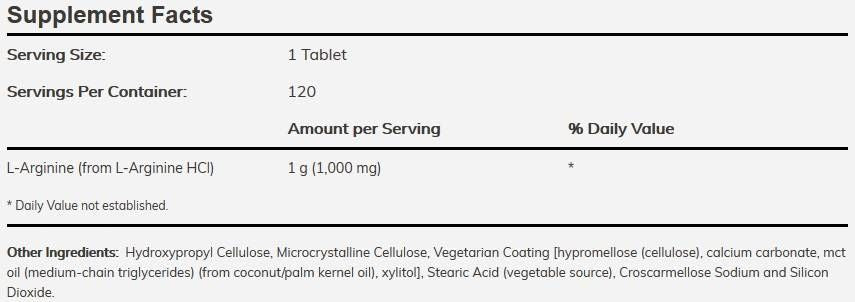 L-arginine 1000 mg/double résistance - 120 comprimés