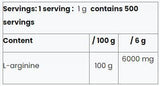 Poudre de L-arginine | 100% pur - 500 grammes