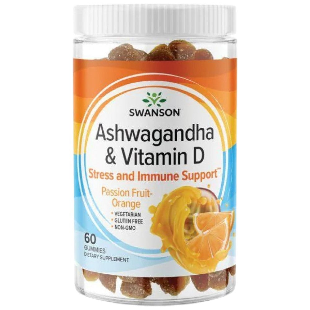 Gummies Ashwagandha avec de la vitamine D | Passion Fruit Orange 60 tablettes à croquer