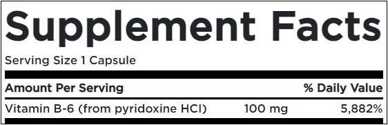 Vitamine B6 100 mg/pyridoxine - 100 capsules