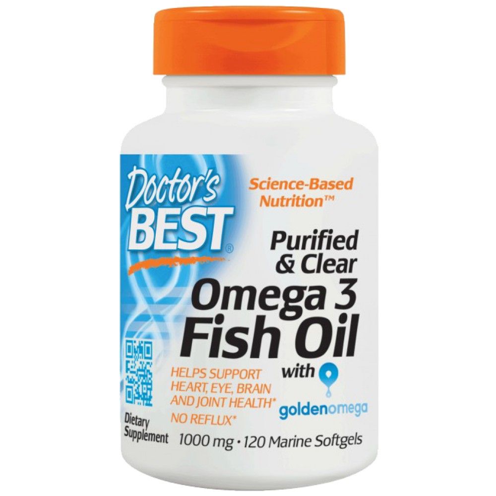 Meilleure huile de poisson oméga 3 1000 mg/purifié et clair - 120 capsules de gel