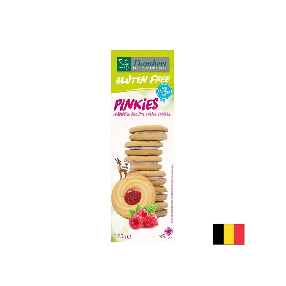 Biscuits sans gluten avec crème vanille et framboises, 125 g