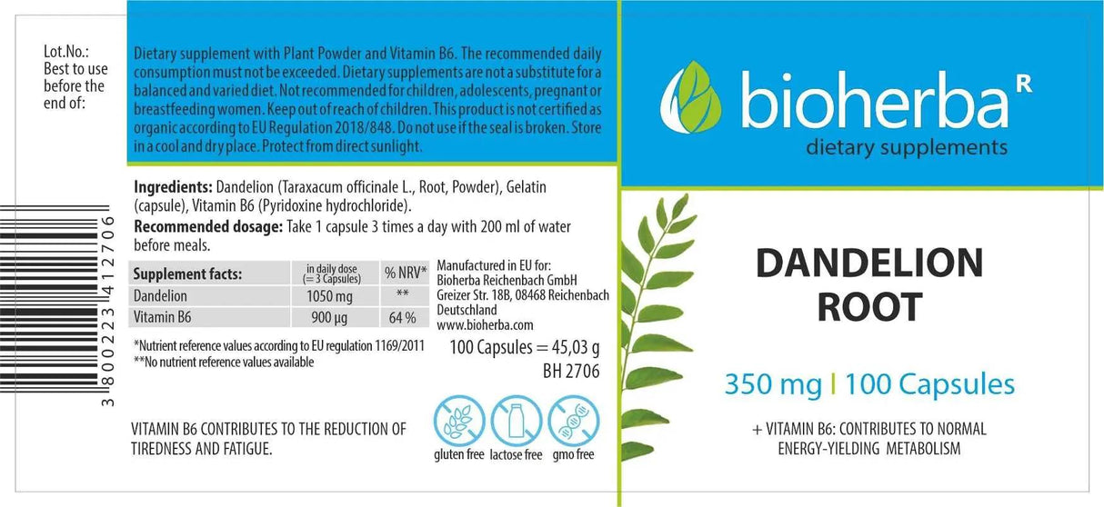 Racine de pissenlit 350 mg - 100 capsules