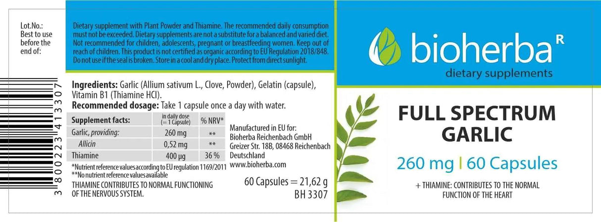 Spectrum complet à l'ail 260 mg - 60 capsules