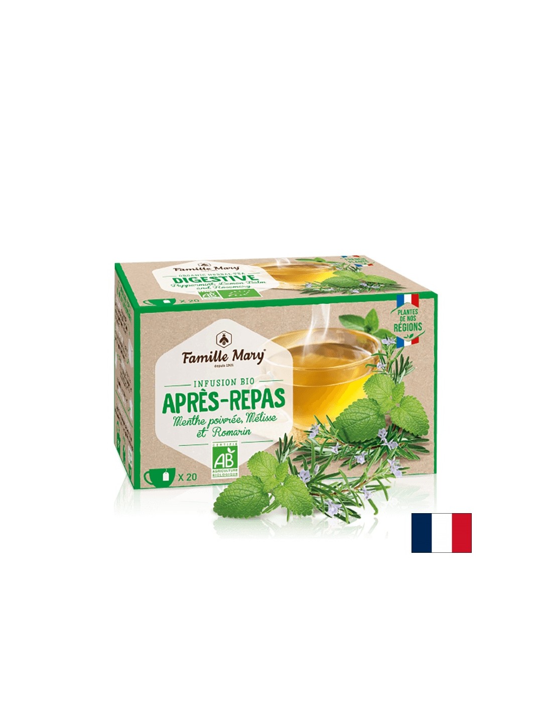 Thé à base de plantes pour une bonne digestion avec la menthe, le baume de citronne