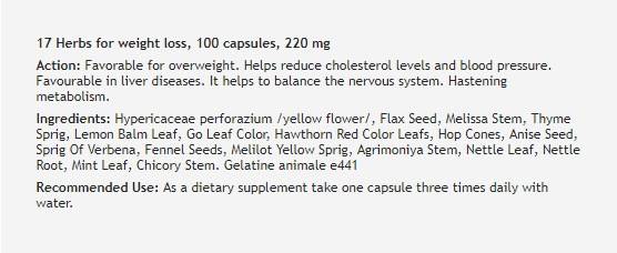 17 herbes pour la perte de poids - 100 capsules