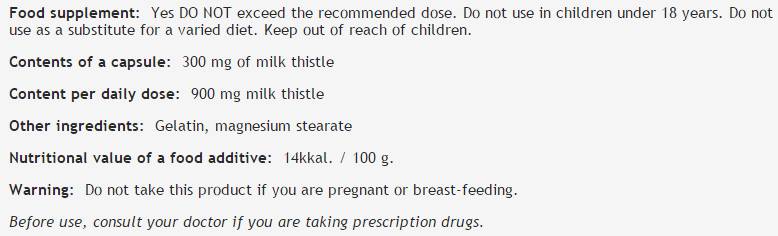 Milk chardon 300 mg - 100 capsules