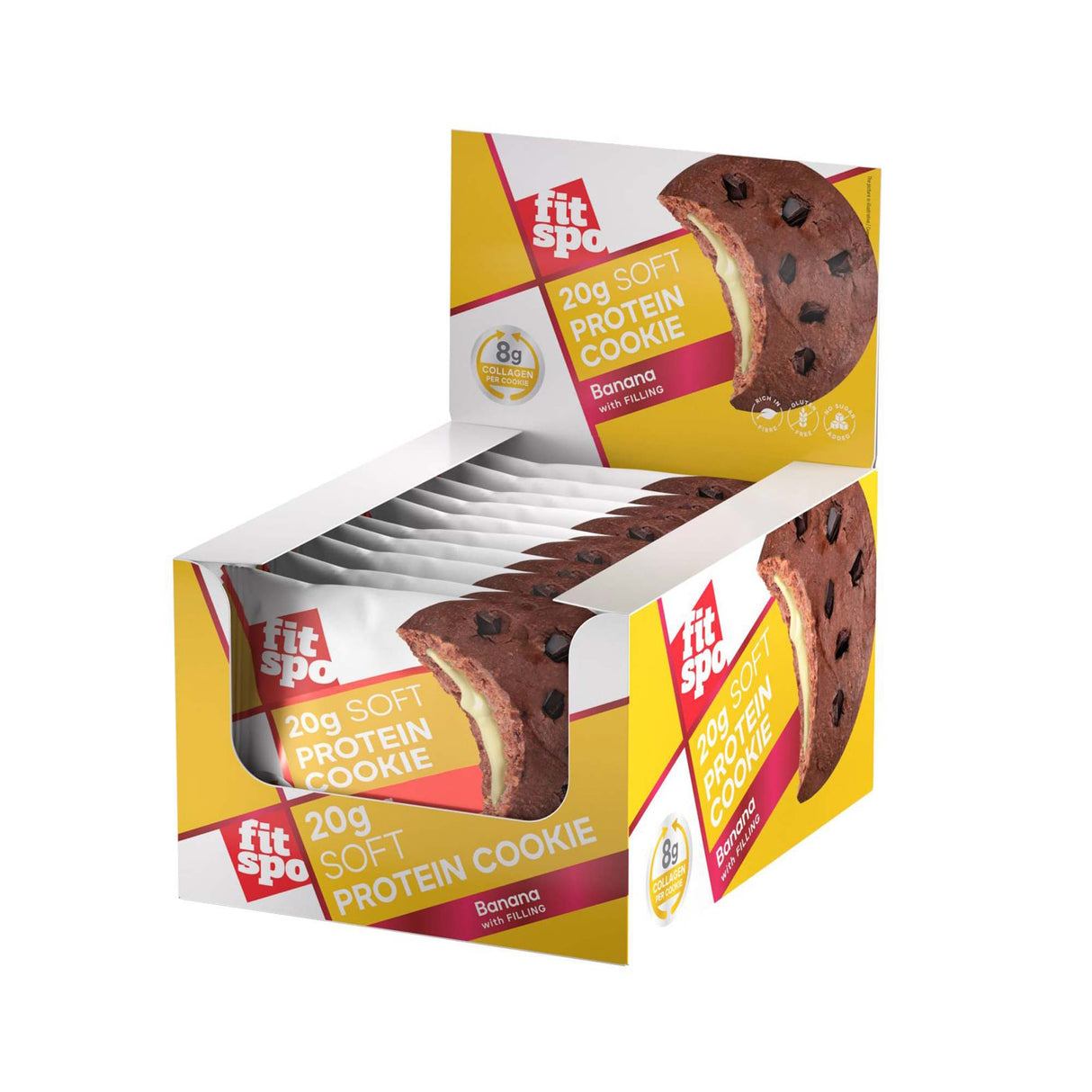 Cookie en protéines doux | avec du collagène 8G et pas de sucre ajouté - 10 x 70 grammes