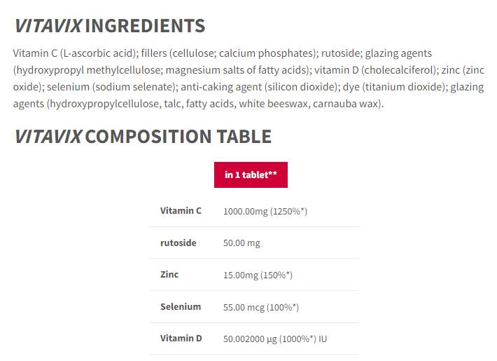 Care d'immunité Vitavix | avec de la vitamine C, du zinc, du sélénium, de la vitamine D - 60 comprimés