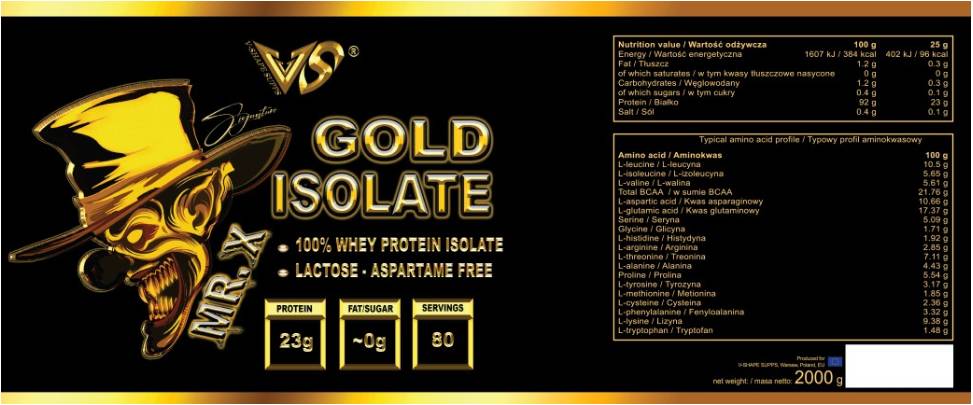 Mr. X Gold Isolat | Isolat de protéines de lactosérum - 2000 grammes