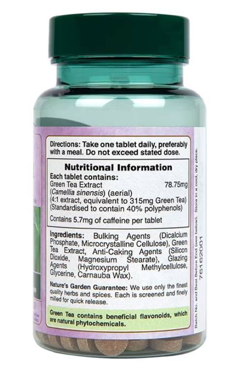 Extrait de thé vert 315 mg | Nature's Garden - 200 comprimés