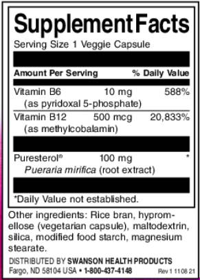 Pueraria mirifica - puresterol® | avec vitamine B6 et B-12 - 60 capsules