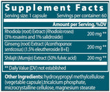 Adaptogène oriental | Rhodiola + ginseng + shilajit - 60 capsules