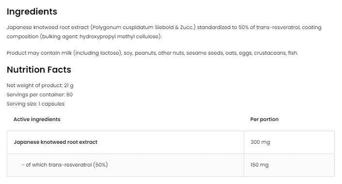 Resvératrol 150 mg/vege 60 capsules