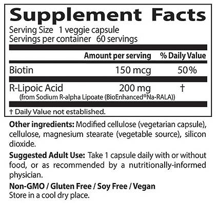 Meilleur acide R-lipoïque/Na-R-Ala stabilisé 200 mg - 60 capsules