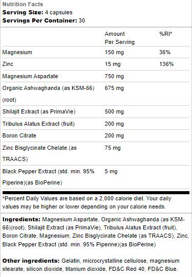 Prise en charge du test | avec Ashwagandha et Shilajit - 120 capsules