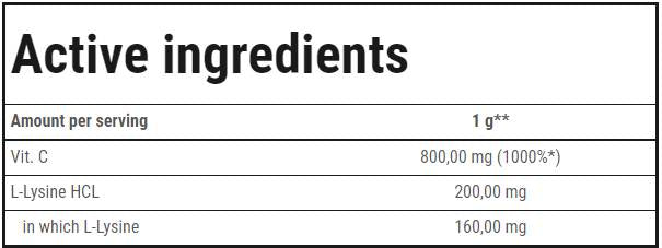 Vitamine C + L-lysine Powder - 300 grammes