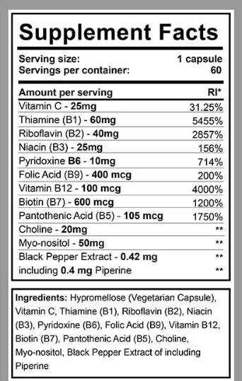 Complexe de vitamine B - 60 capsules