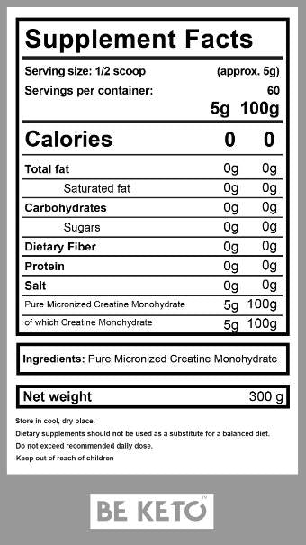 Créatine monohydrate - 100% pur - 300 grammes