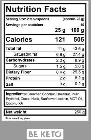 Crème céto | Noisette + MCT - 250 grammes